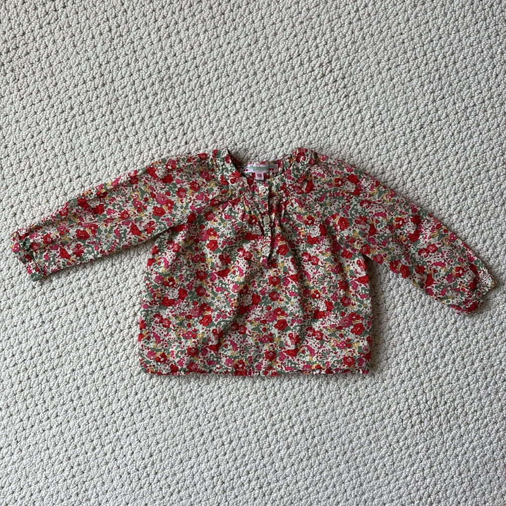 Bonpoint Floral Kids Blouse - Red and Green